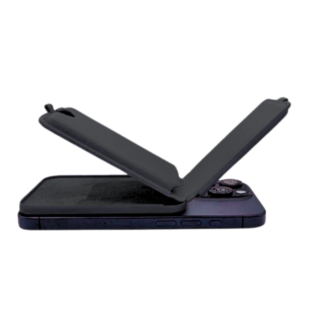 Magnetic Leather Wallet Stand Black