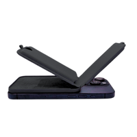 Magnetic Leather Wallet Stand Black