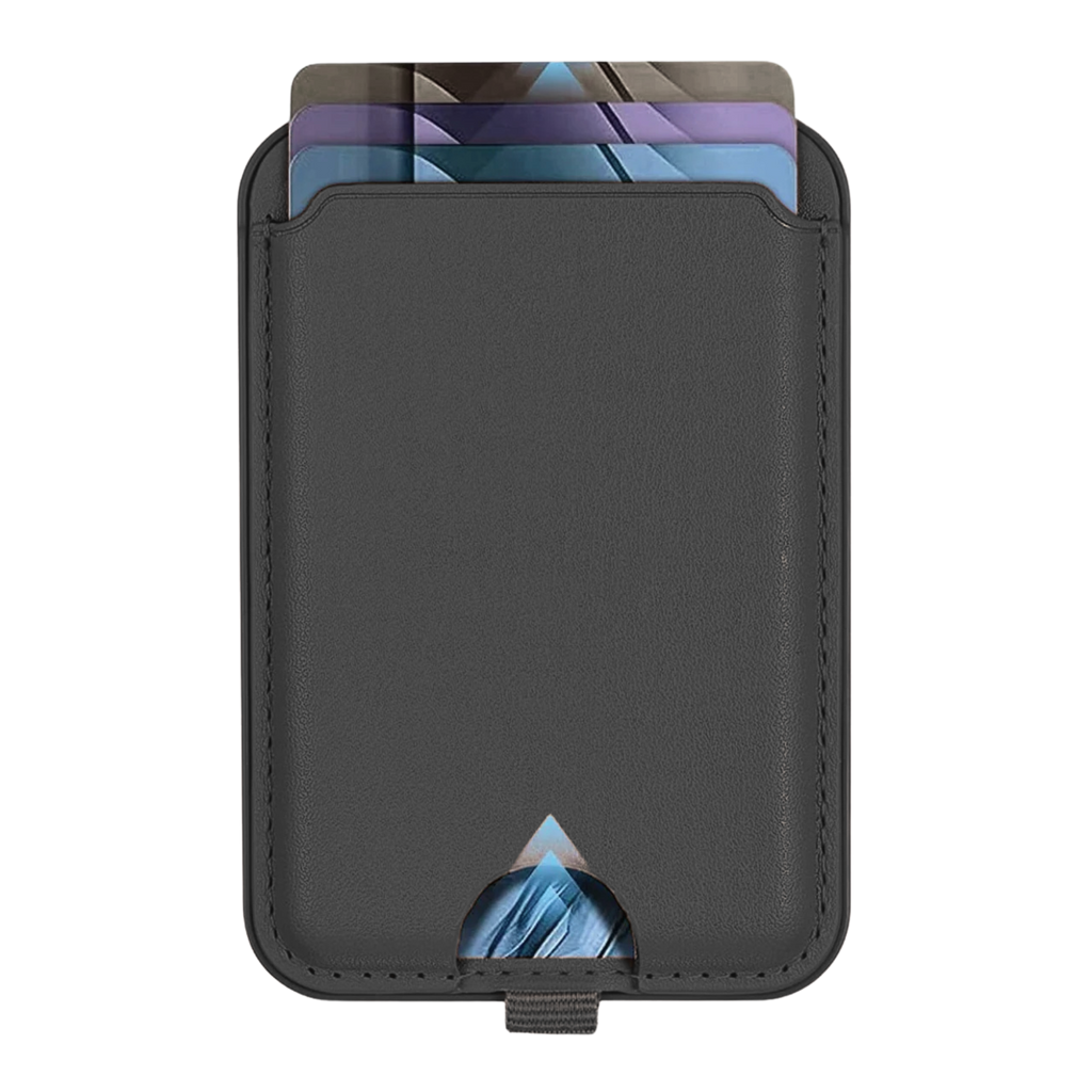 Magnetic Leather Wallet Stand Black