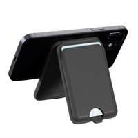 Magnetic Leather Wallet Stand Black