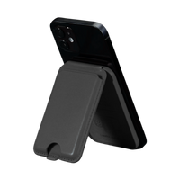 Magnetic Leather Wallet Stand Black