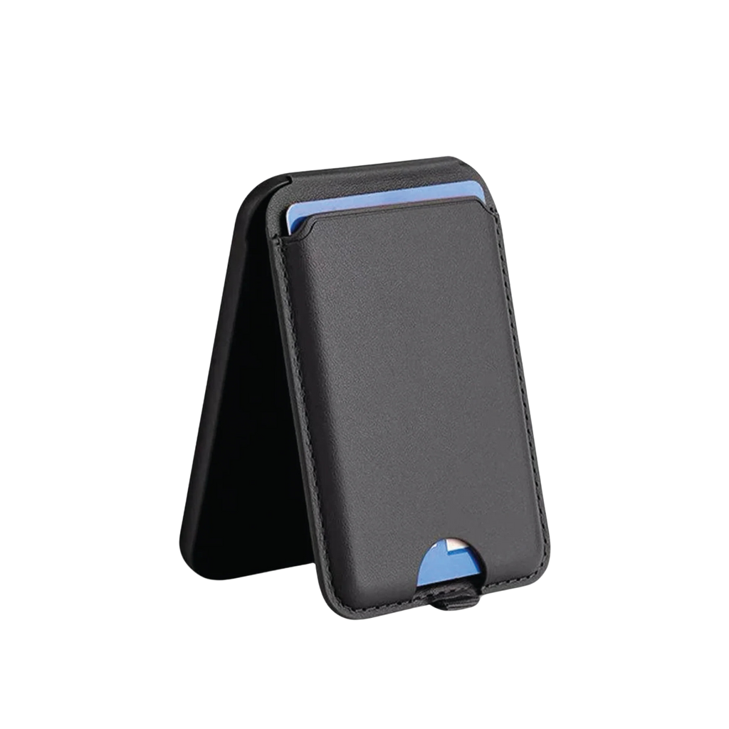 Magnetic Leather Wallet Stand Black
