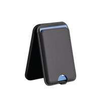 Magnetic Leather Wallet Stand Black