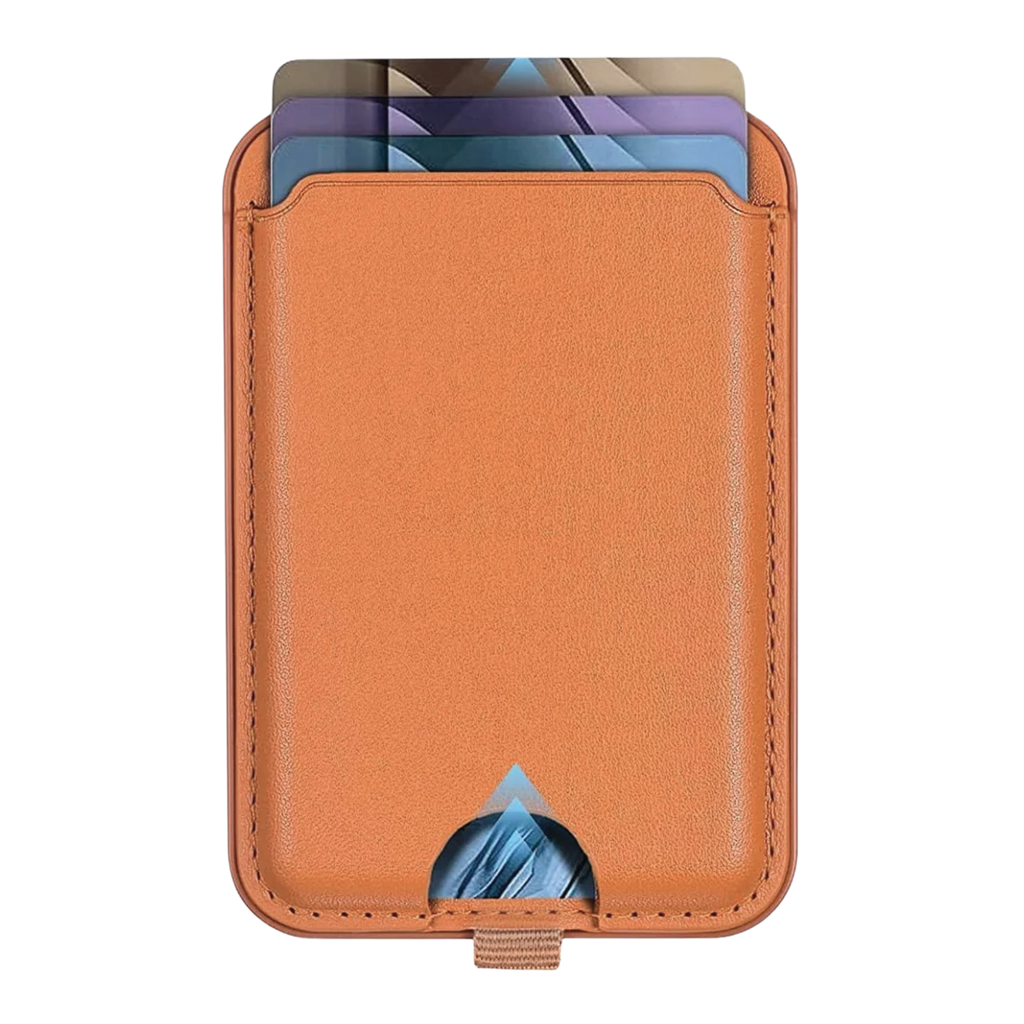 Magnetic Leather Wallet Stand Brown