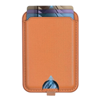 Magnetic Leather Wallet Stand Brown