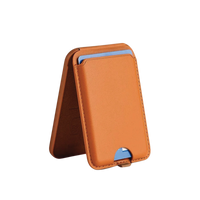 Magnetic Leather Wallet Stand Brown