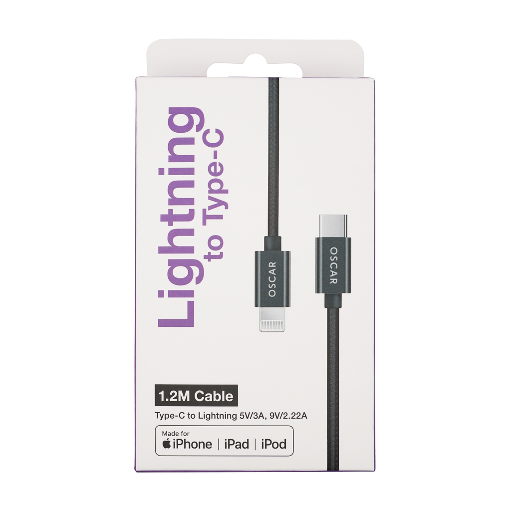 Oscar C to Lightning 1.2M MFi Cable Black