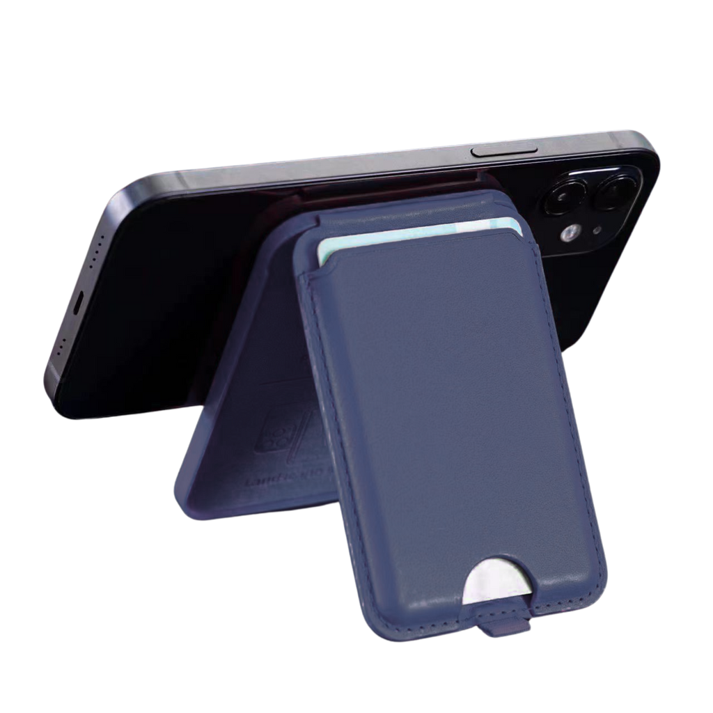 Magnetic Leather Wallet Stand Navy
