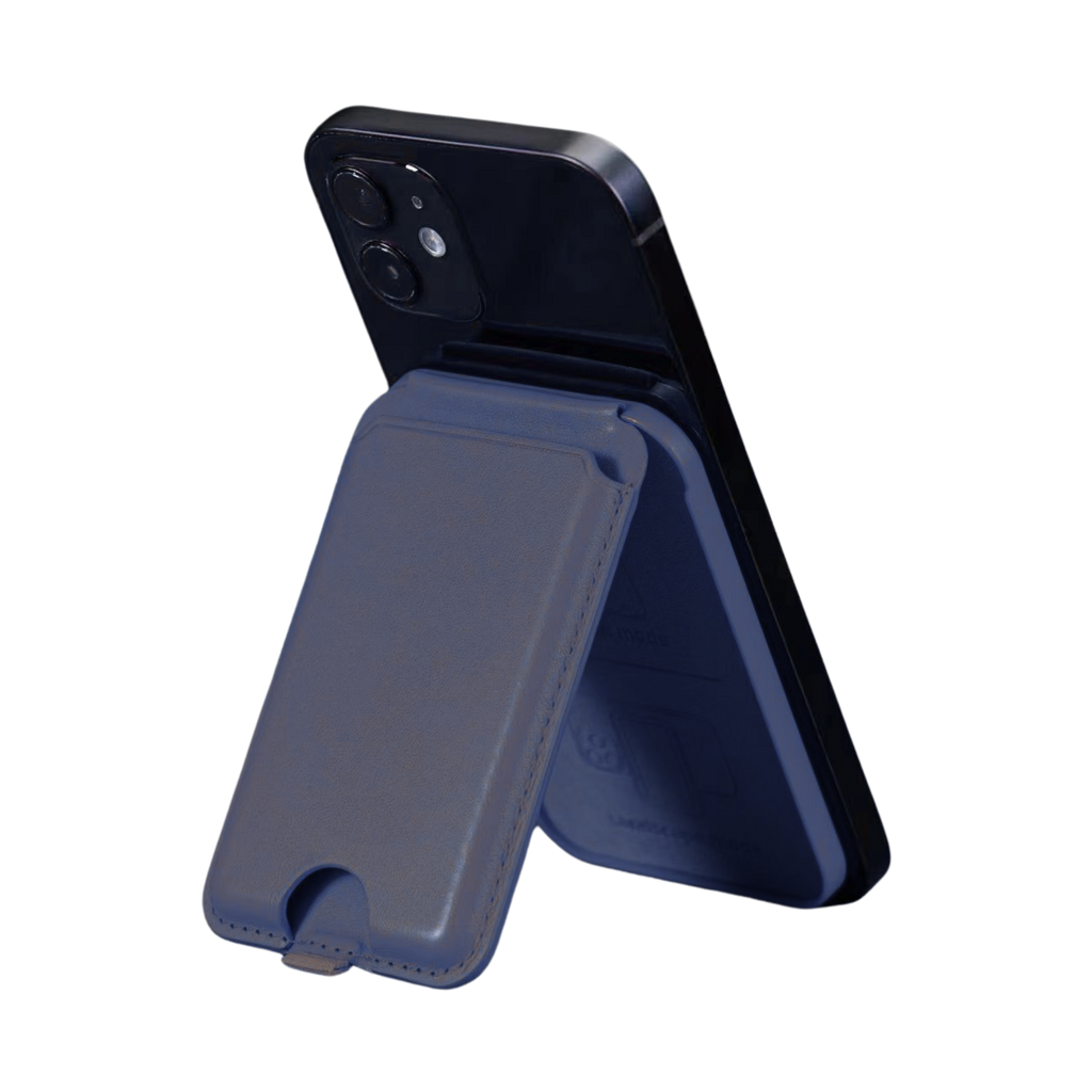 Magnetic Leather Wallet Stand Navy