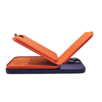 Magnetic Leather Wallet Stand Orange