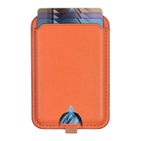 Magnetic Leather Wallet Stand Orange