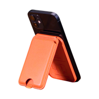 Magnetic Leather Wallet Stand Orange