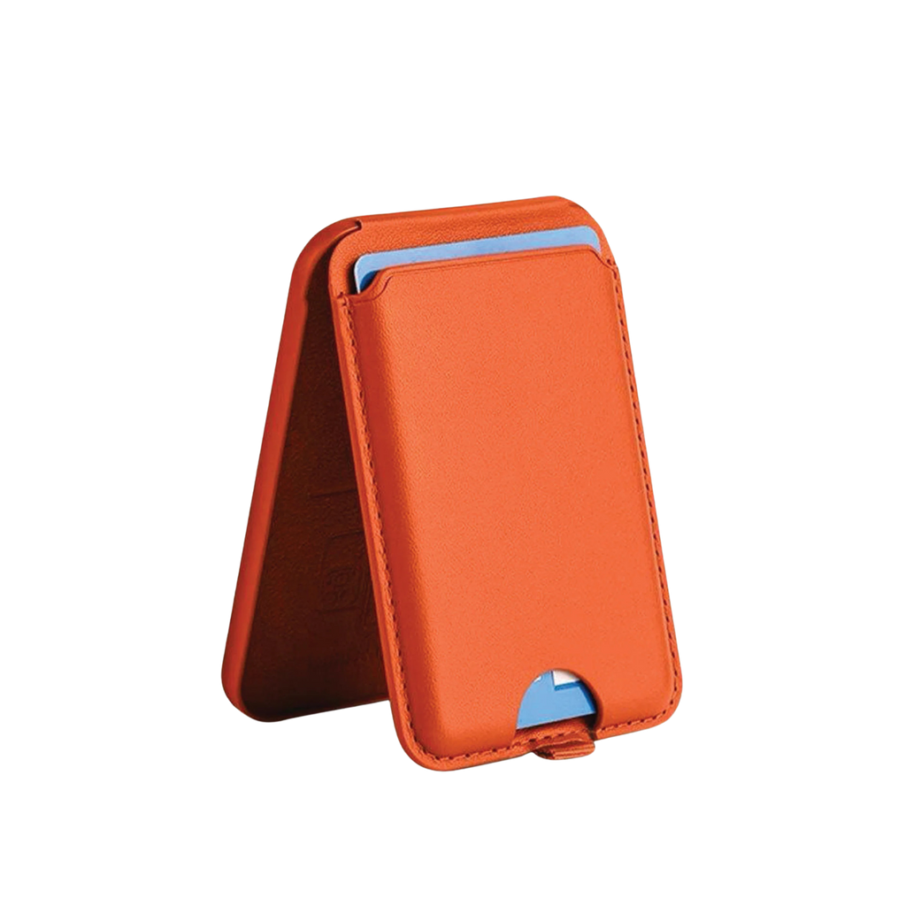 Magnetic Leather Wallet Stand Orange
