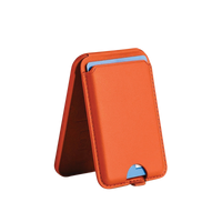 Magnetic Leather Wallet Stand Orange