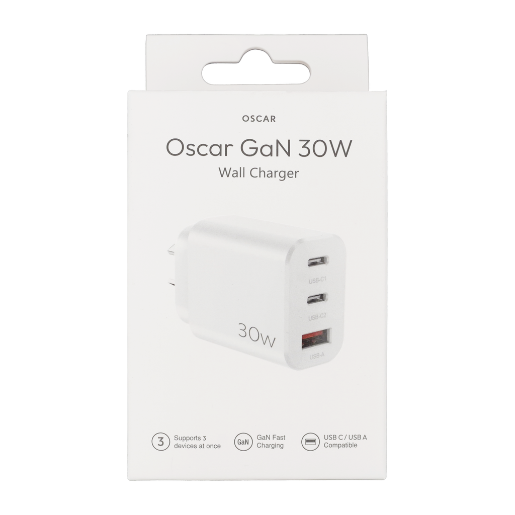 Oscar GaN 30W CCA Wall Charger White