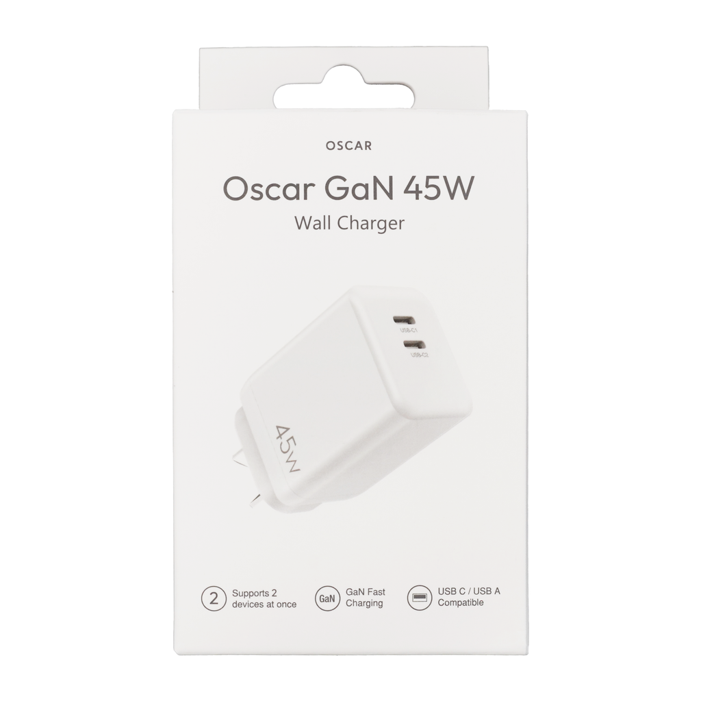 Oscar GaN 45W CC Wall Charger White