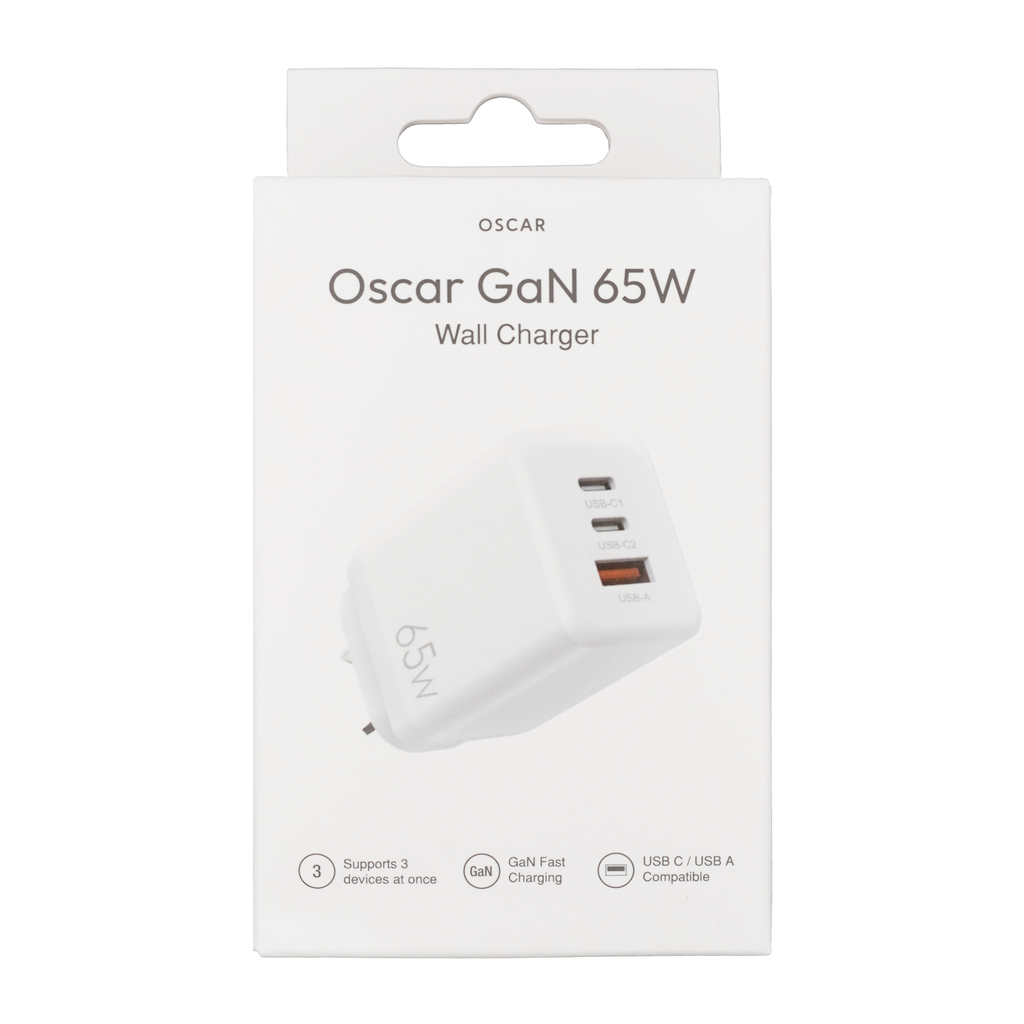 Oscar GaN 65W CCA Wall Charger White