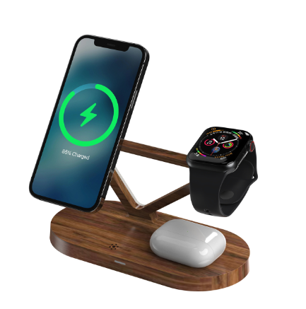 Oscar Magsafe 4 in 1 Wireless Charging Station Wood