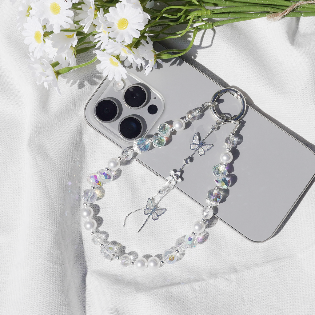 Jewel White Wristlet Strap