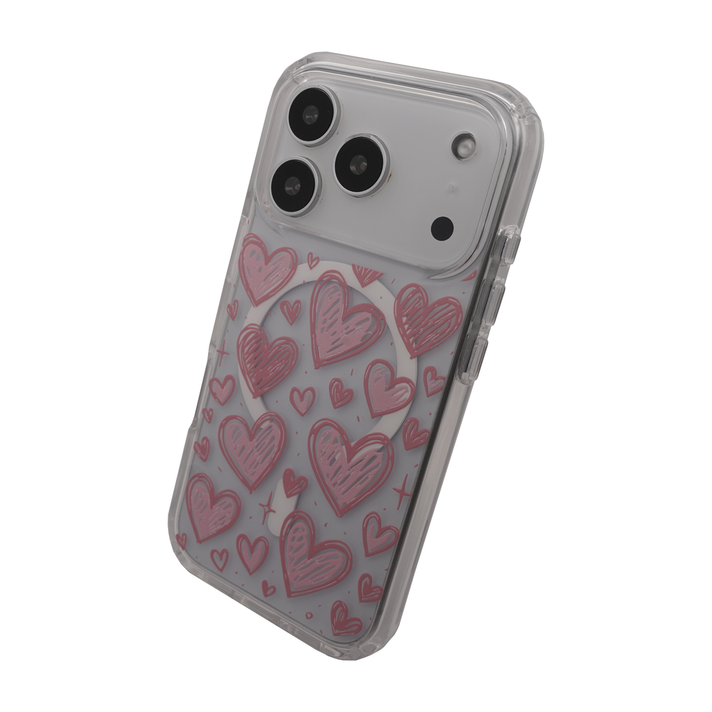 Heart MagSafe Pink Case for iPhone 17 Series