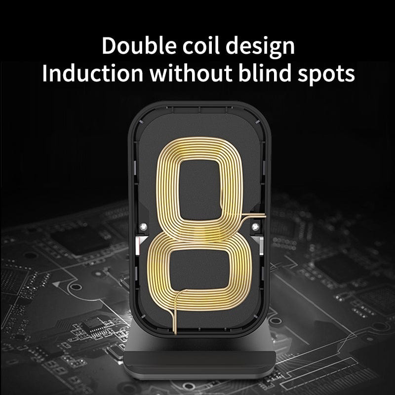 Oscar Black Leather Fast Wireless Charging Stand - Power Adapter Included