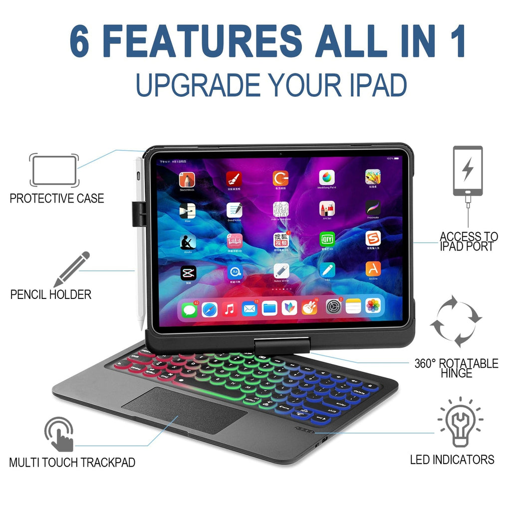 Oscar Bluetooth iPad 10.2 360 Rotate Keyboard