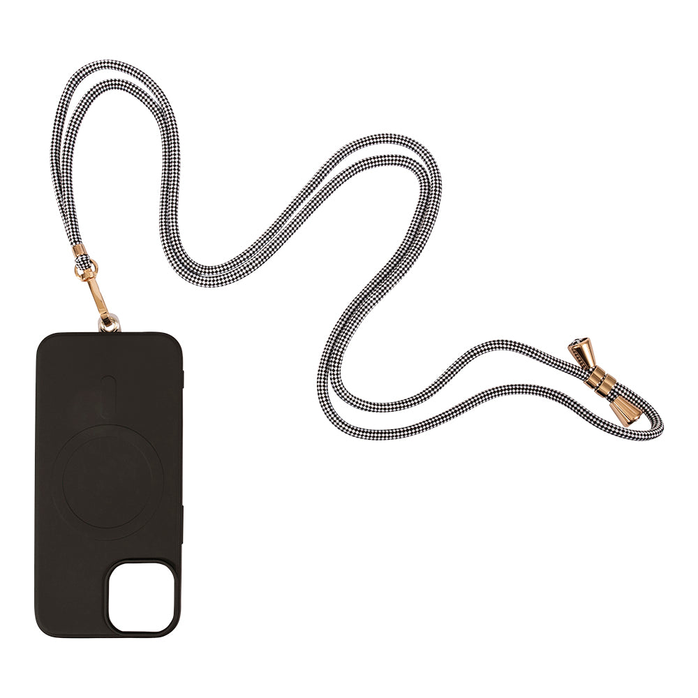 Oscar Black White Checkered Phone Lanyard