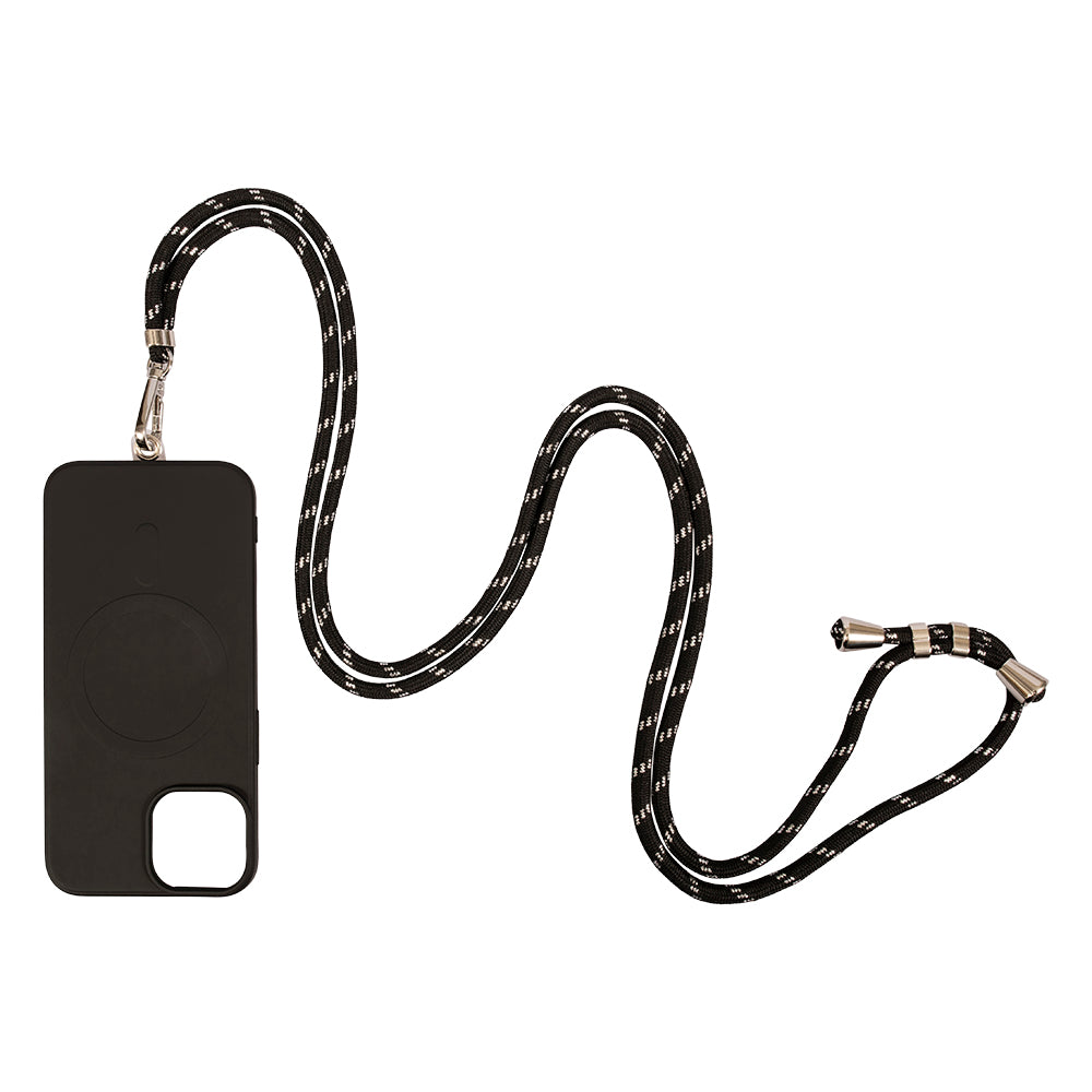 Oscar Silver Black Phone Lanyard