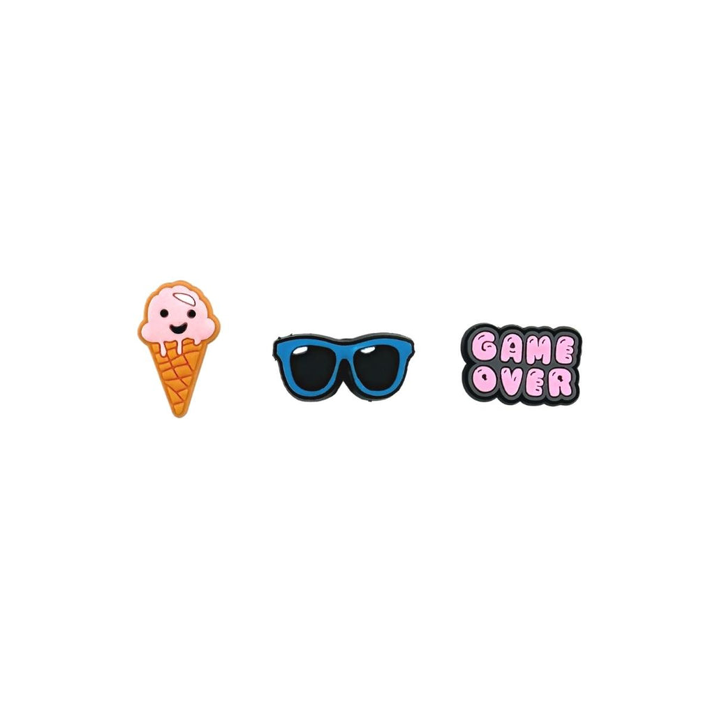 Ice Cream & Sunglasses & GAME OVER - Charms for shoe decoration and phone case: 3 pieces pack #1