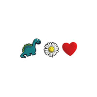 Green dinosaur&White flower(daisy)&Red heart-Charms for shoe decoration and phone case:3 pieces pack #4