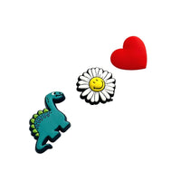 Green dinosaur&White flower(daisy)&Red heart-Charms for shoe decoration and phone case:3 pieces pack #4