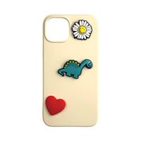 Green dinosaur&White flower(daisy)&Red heart-Charms for shoe decoration and phone case:3 pieces pack #4