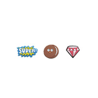 SUPER!&Brown cookie face&Pink diamond-Charms for shoe decoration and phone case :3 pieces pack #8