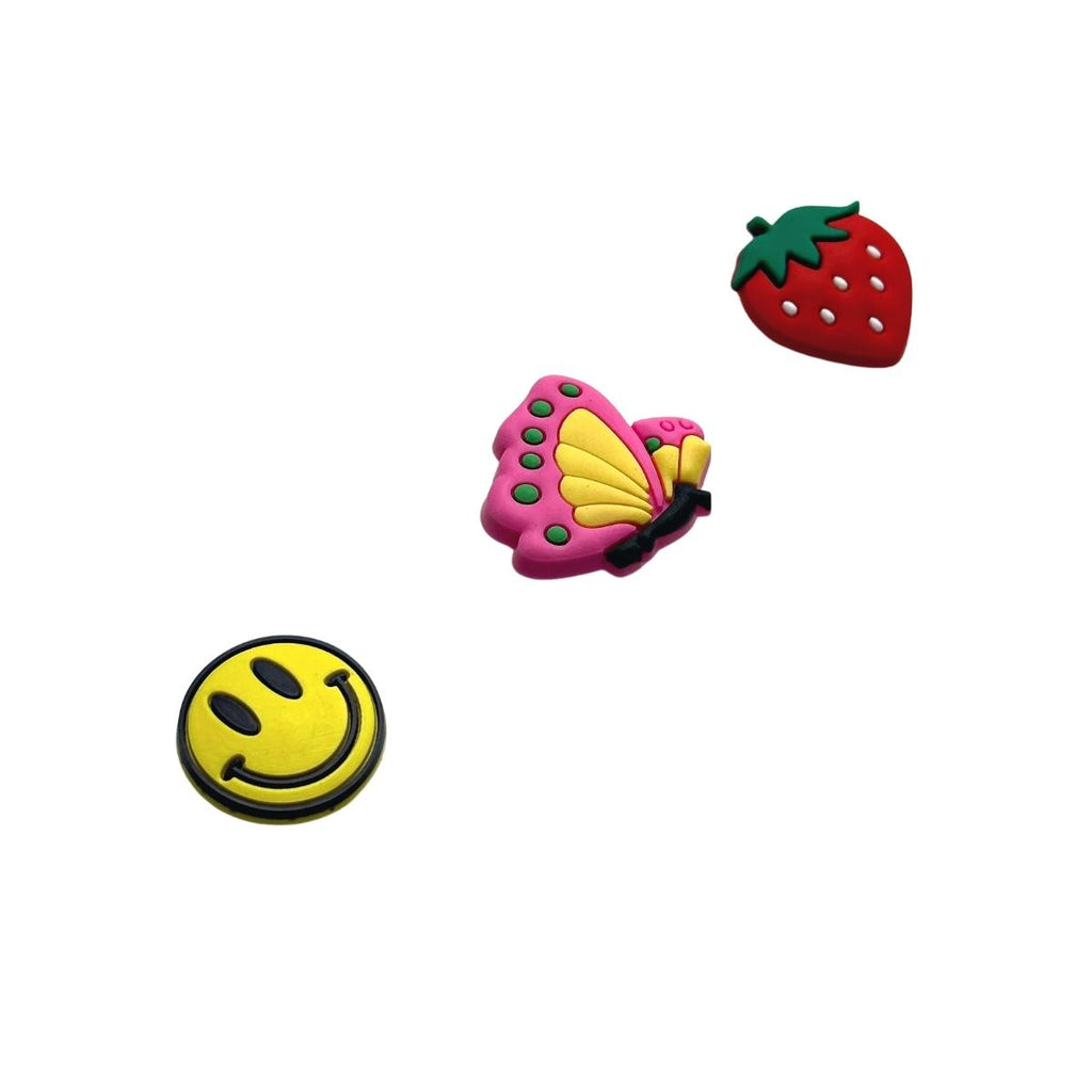 Yellow smiley face&Pink butterfly&Strawberry-Charms for shoe decoration and phone case - 3 pieces pack #9