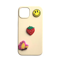 Yellow smiley face&Pink butterfly&Strawberry-Charms for shoe decoration and phone case - 3 pieces pack #9