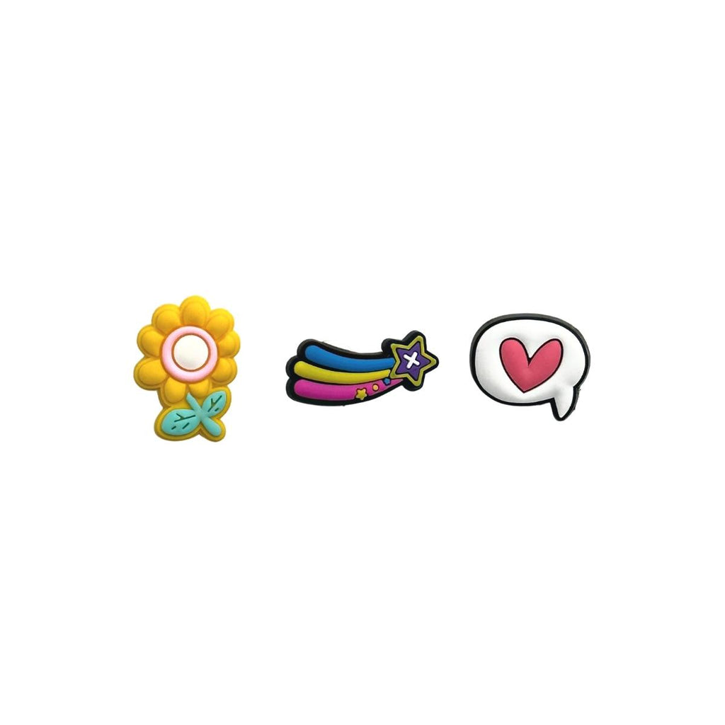 Yellow flower&Shooting star&Thought balloon with a pink heart-Charms for shoe decoration and phone case:3 pieces pack #10