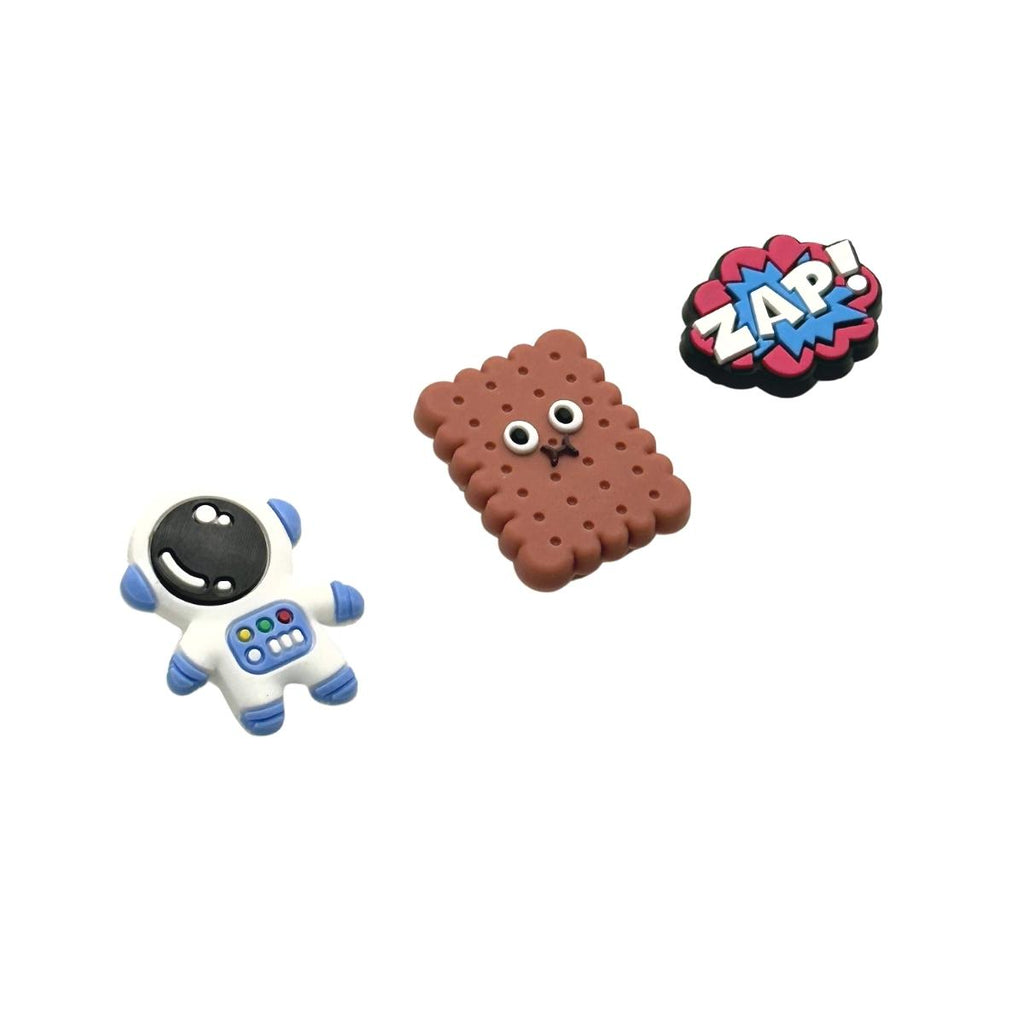 Astronaut&Brown biscuit&ZAP!-Charms for shoe decoration and phone case:3 pieces pack #11