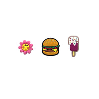 Pink flower face& Hamburger&Ice cream stick-Charms for shoe decoration and phone case:3 pieces pack #13