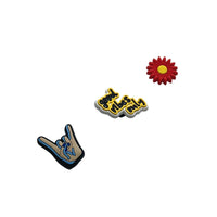 Hang loose/Shaka sign&good vibes only&Red flower&-Charms for shoe decoration and phone case:3 pieces pack #14