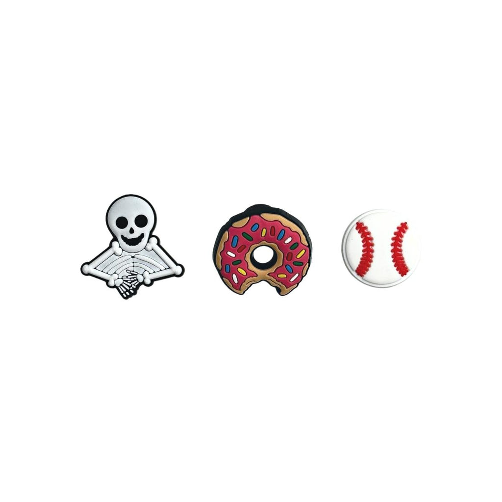 White ghost&Simpson doughnut& Baseball -Charms for shoe decoration and phone case - 3 pieces pack #21