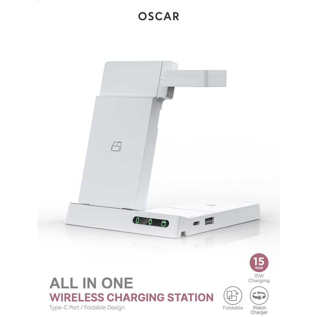 Oscar All in 1 MagSafe Charging Station White