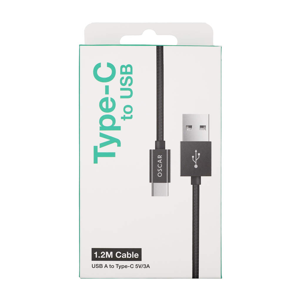 Oscar A to Type C 1.2M Cable Black