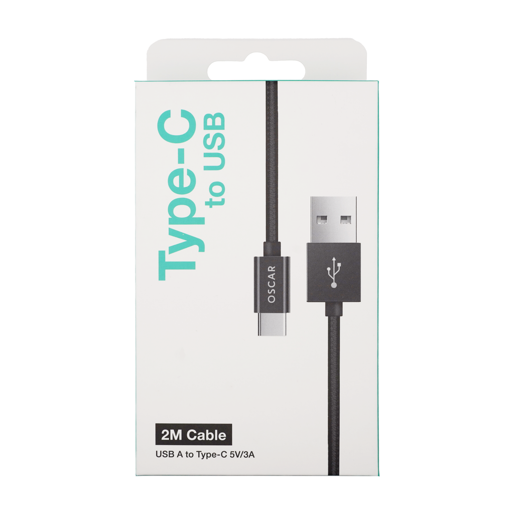 Oscar A to Type C 2M Cable Black