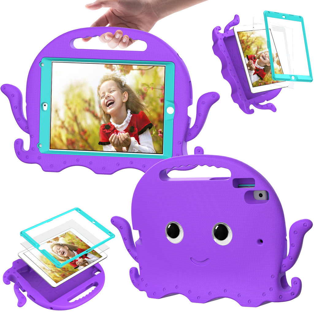 [Gift Under $50] For Apple iPad 7/8/9th Gen 10.2 Kids Shockproof EVA Case Tablet Cover Octopus [Online Exclusive]