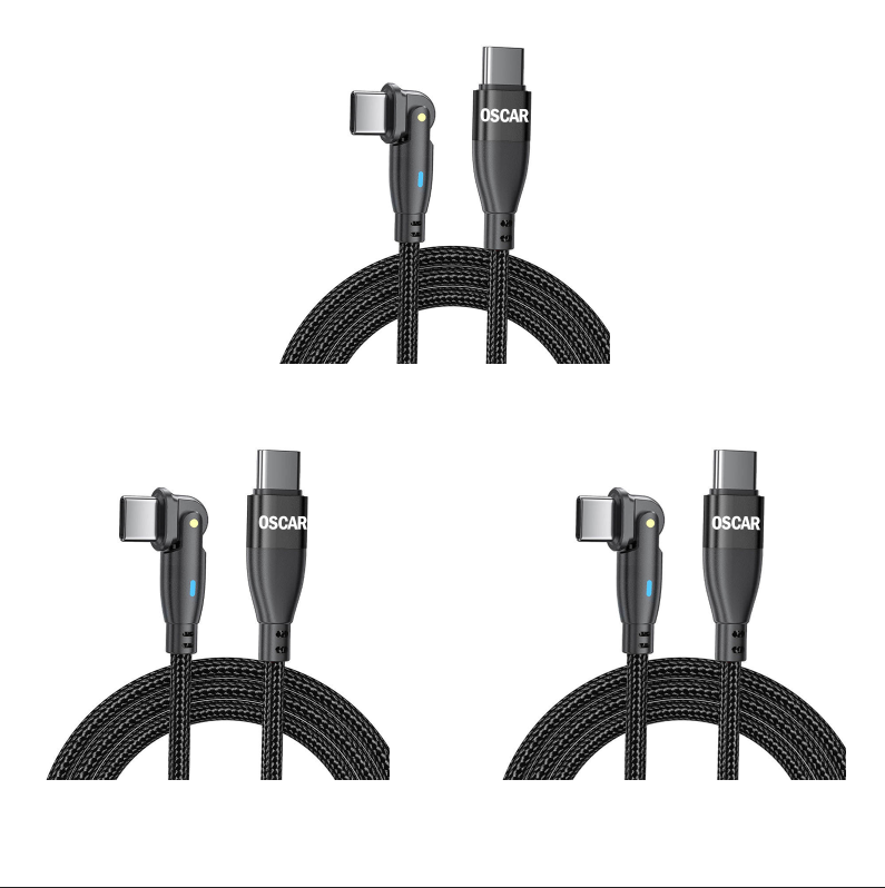 [3 Pack] PD 60W USB-C to USB-C Charging Cable 1M For iPhone 15 / Pro / Pro Max / Plus 180° Rotation Cord For Fast Charging Charger[Online Exclusive]
