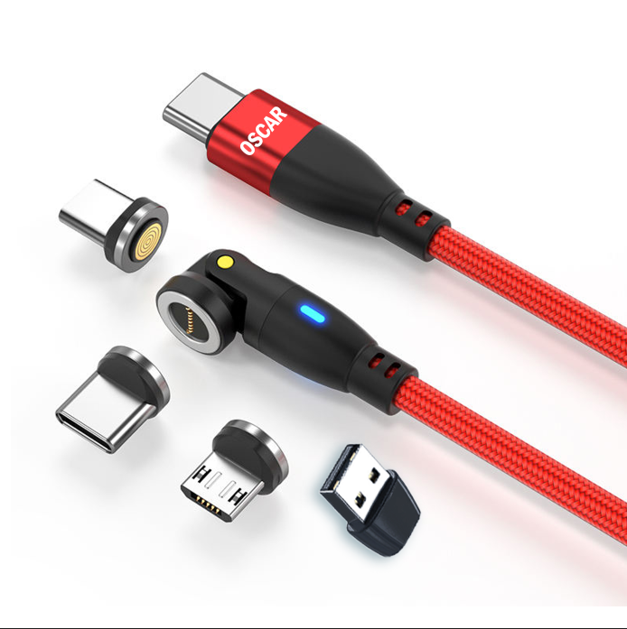 PD 100W USB Type-C Charging Cable Magnetic iPhone Micro USB Phone Charger Cord 1m RED [Online Exclusive]