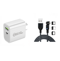 20W PD Dual Port Fast Charge Wall Charger Power Adapter For iPhone 15 Pro Max Samsung with 3in1 Magnetic Cable [onlie exclusive]