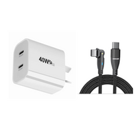 40W PD Dual Port USB C Fast Wall Charger Power Adapter For iPhone 15 / Pro / Pro Max / Plus Samsung Galaxy S21 / S22 / S23 Ultra & Rotatable 1m 60W Type-C to C Cable [Online Exclusive]