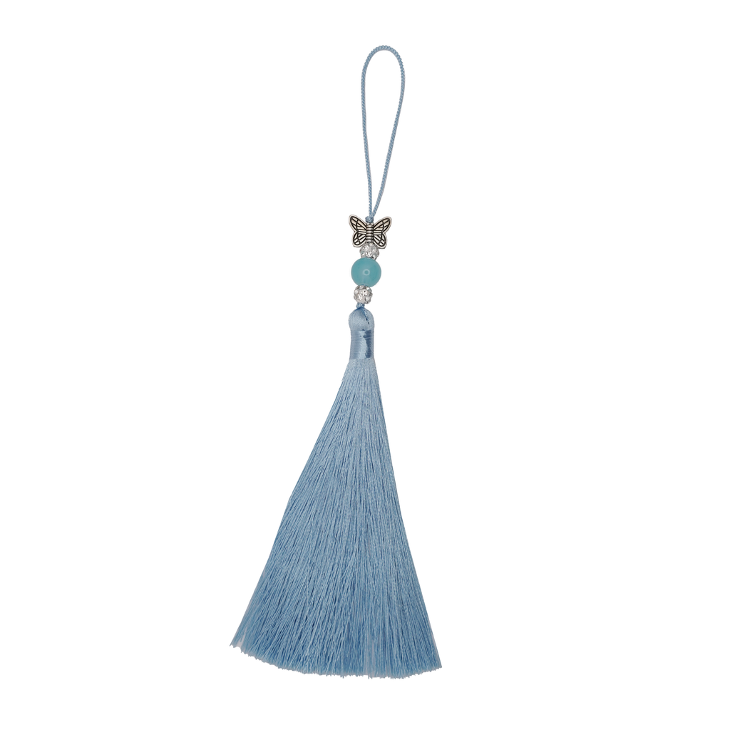 Long Norigae Light Blue Phone Charm