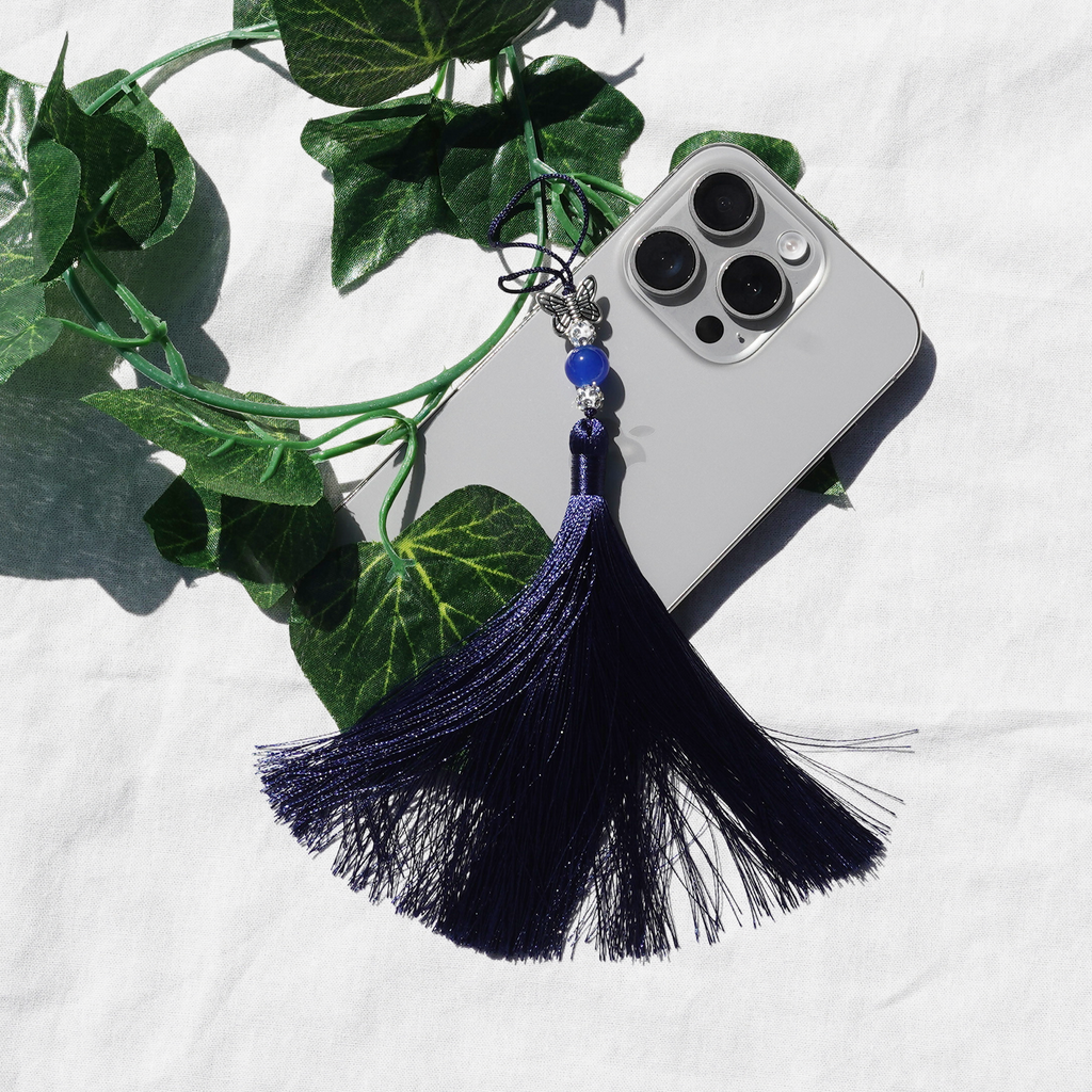 Long Norigae Blue Phone Charm